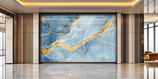 蓝色大理石纹理客厅背景墙