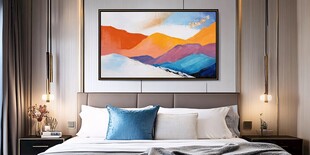 现代卧室的抽象艺术挂画