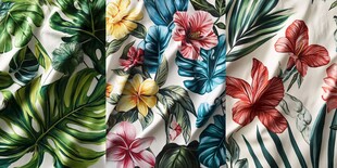 热带花卉植物印花布料