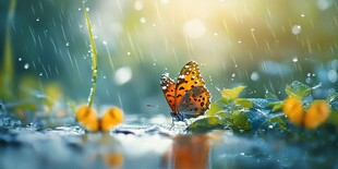 雨中蝴蝶 自然诗意的瞬间