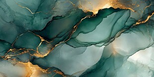 墨绿金纹抽象流体艺术背景