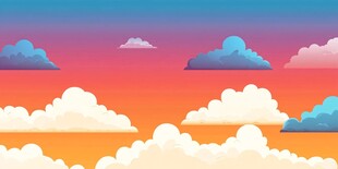 梦幻晚霞中的多彩云朵