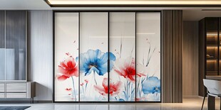 现代风花卉玻璃隔断设计