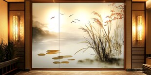 中式山水意境玄关装饰画