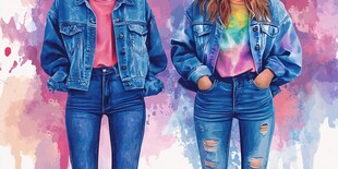 时尚牛仔穿搭少女形象