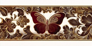 复古蝴蝶花卉装饰图案