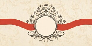 复古花纹红丝带装饰背景