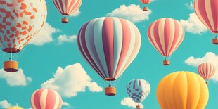 梦幻热气球翱翔蓝天