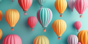 多彩热气球漂浮梦幻背景