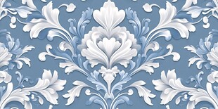 蓝白古典花纹墙纸图案