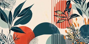 抽象植物几何图案插画