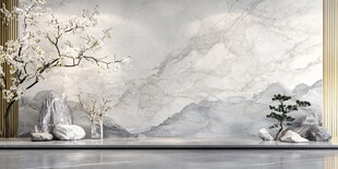 新中式山水背景墙意境美