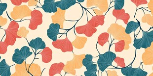 银杏叶花卉图案背景设计