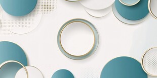 蓝白几何圆环创意背景图