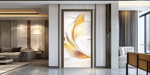 现代客厅中精美羽毛艺术门