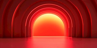 红色拱形通道梦幻场景