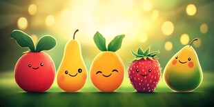 可爱水果排排站