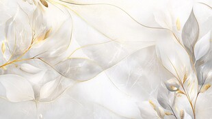 简约金白花卉纹理背景图