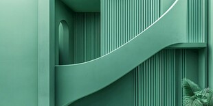 青绿色系现代感室内空间设计