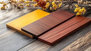 多彩木板与枝头花卉搭配