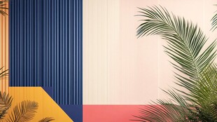 多彩墙面与热带植物景观