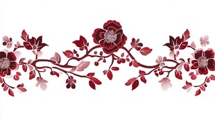 红粉花卉藤蔓装饰图案