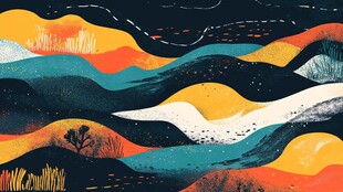 梦幻多彩起伏山峦景观