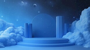 梦幻蓝色云端舞台场景