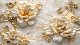 金镶玉牡丹浮雕装饰图案