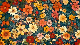 多彩花卉图案背景纹理