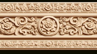 中式雕花装饰精美浮雕