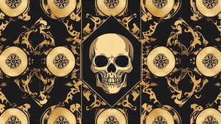 暗黑金色骷髅华丽图案