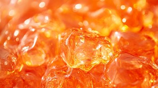 晶莹橙色胶质颗粒特写