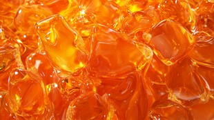 晶莹琥珀色果冻质感晶体