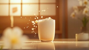 奶饮溅落营造温馨氛围