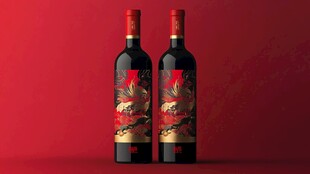 双瓶中式风格红酒展示