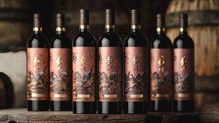 中式风格葡萄酒整齐陈列