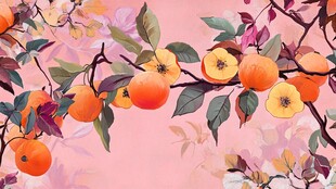 枝头硕果累累的多彩秋景