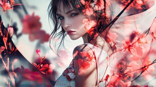 花中少女的梦幻诗意瞬间