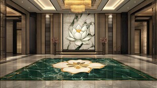 奢华大厅中式莲花装饰景观