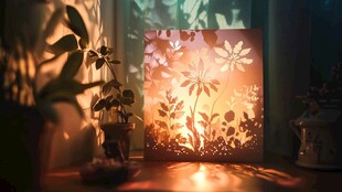 温馨花卉光影纸雕台灯