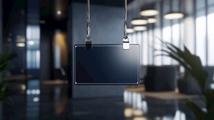 悬挂式空白展示牌在室内