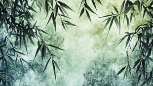 水墨竹叶 淡雅中式意境