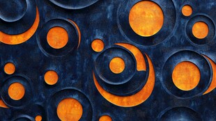 蓝底橙色立体圆圈图案