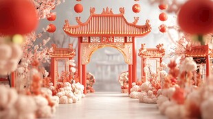 中式喜庆拱门 浪漫庆典场景