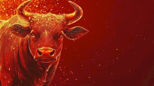 红色雄牛图 喜庆氛围浓