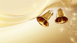 金色圣诞铃铛节日背景图