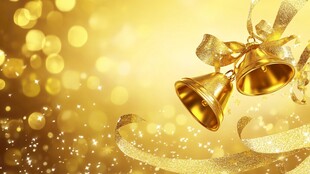 金色圣诞铃铛装饰背景图