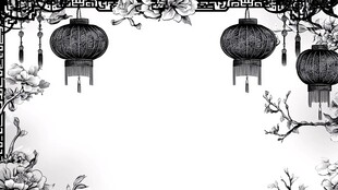 中式灯笼花卉边框背景图
