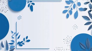 蓝白简约风几何花卉背景图